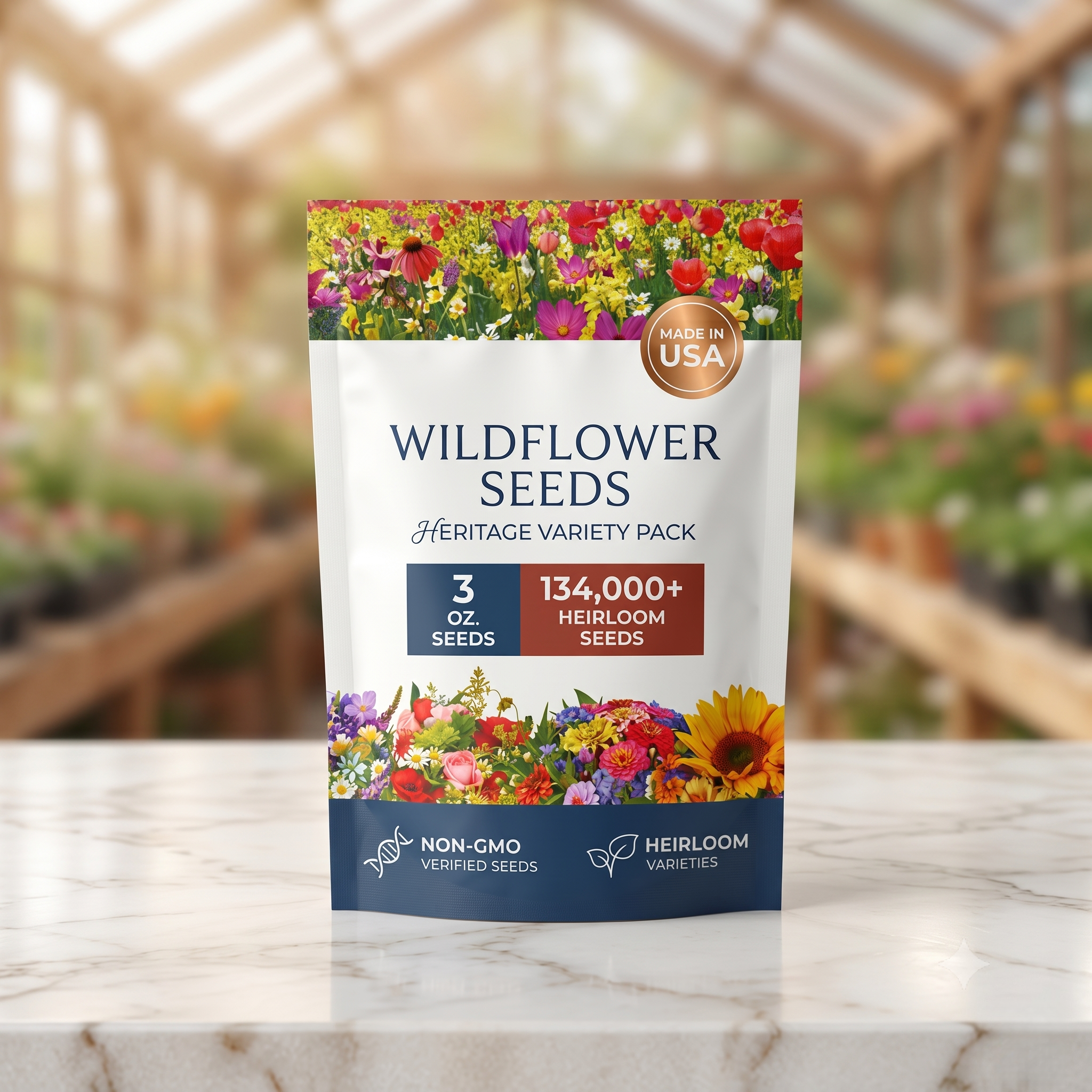 Premium Wildflower Mix Seeds - 134,000 Seeds (~13.4 oz)