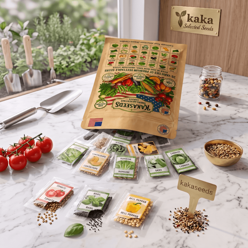 kakaseeds 35 Premium Non-GMO Vegetable Seed Pack | + FREE Gloves & Plant Markers