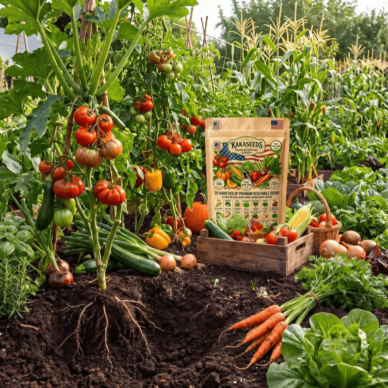 kakaseeds 35 Premium Non-GMO Vegetable Seed Pack | + FREE Gloves & Plant Markers