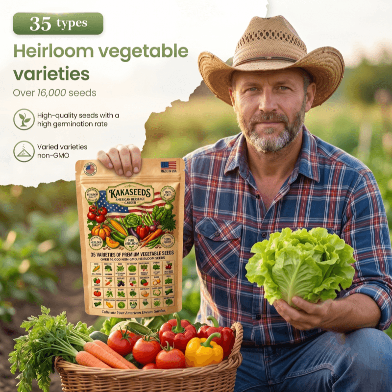 kakaseeds 35 Premium Non-GMO Vegetable Seed Pack | + FREE Gloves & Plant Markers