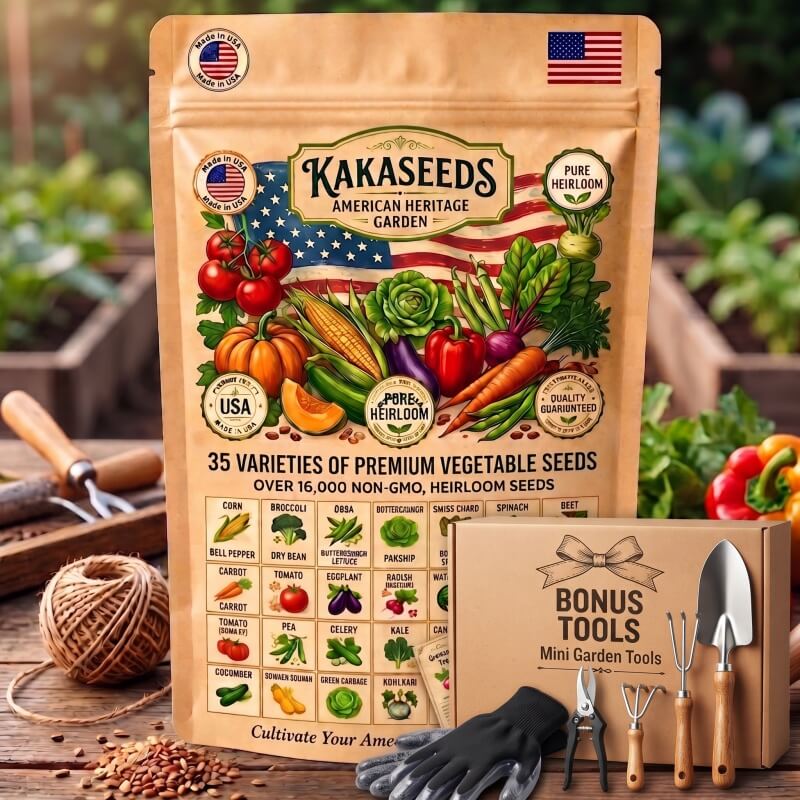 kakaseeds 35 Premium Non-GMO Vegetable Seed Pack | + FREE Gloves & Plant Markers