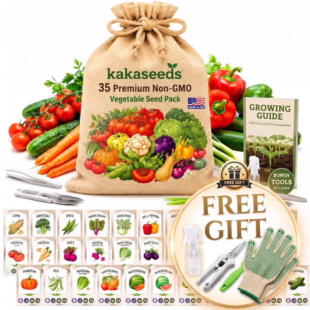 35 Individually Packed Heirloom Vegetable Seed Varieties — 16,000+ Non-GMO Seeds | FREE Gloves & Markers | Fall Planting