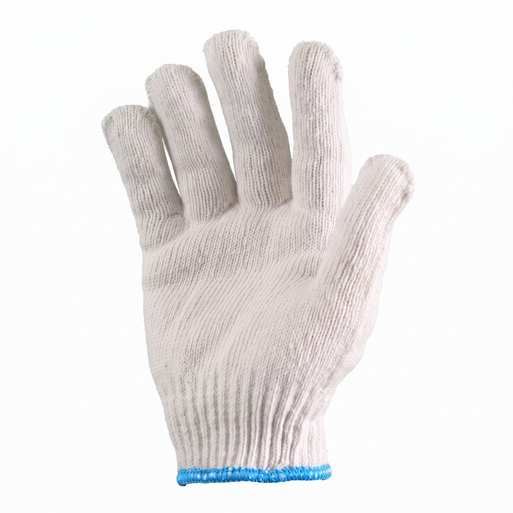 White cotton polyester knittedsafety gloves,suitable for gardening,warehouse,cooking work